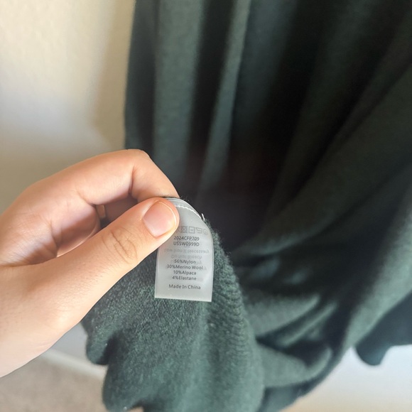 Open Front Long Green Cozy Merino Wool Blend Cardigan - Comfy Layering 1X - Picture 9 of 9